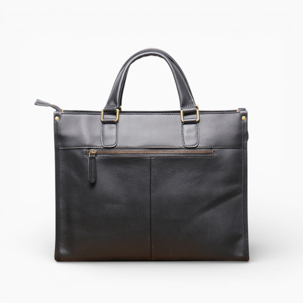 Sac en cuir pour homme, grande capacité, modèle Le Dirigeant d'Élégance Cuir, noir vue de dos