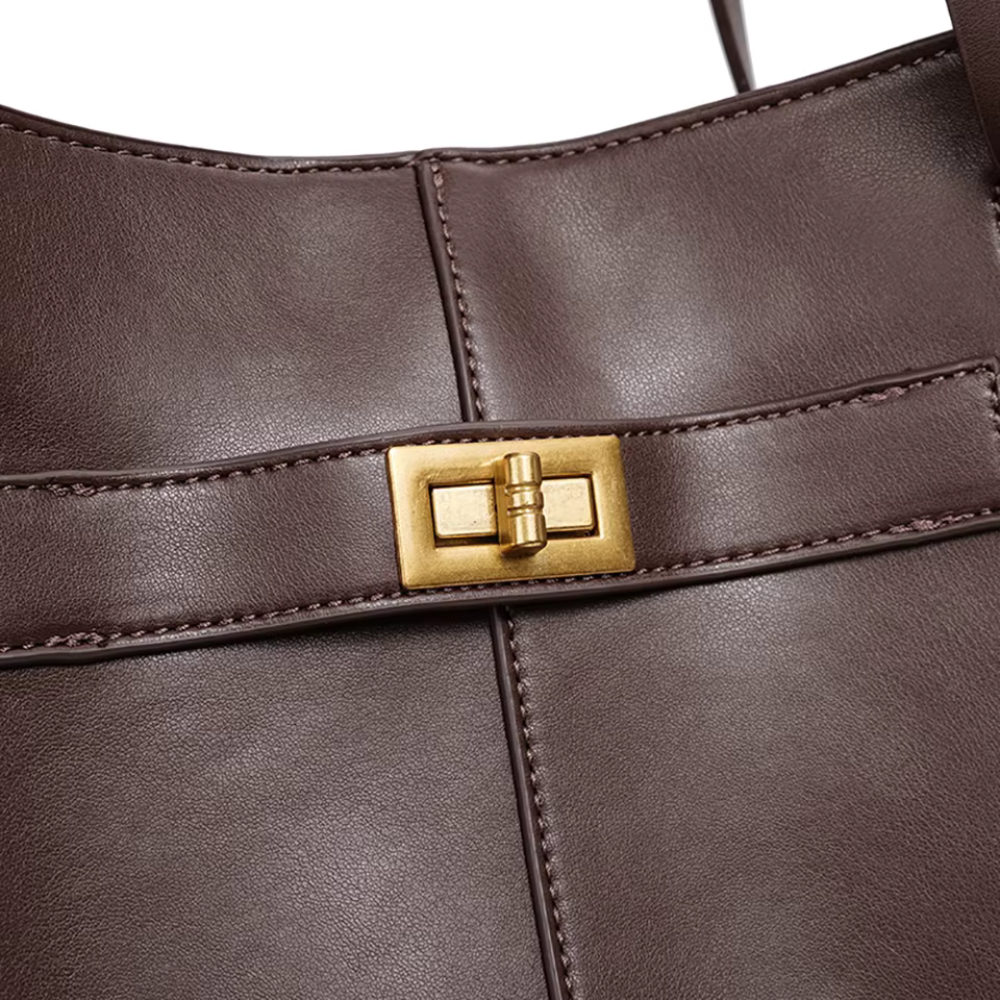 Grand sac à main cabas Élégance Cuir, sac de cours spacieux avec poignées en cuir et design élégant, vue de face.