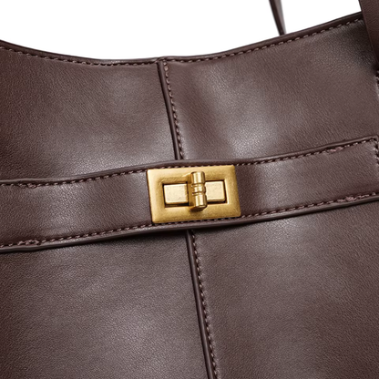 Grand sac à main cabas Élégance Cuir, sac de cours spacieux avec poignées en cuir et design élégant, vue de face.