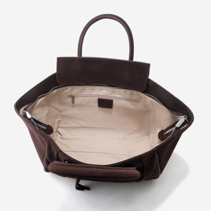 Grand sac cabas femme en daim SIENNA Élégance Cuir, avec poignées en cuir et design spacieux pour le quotidien.