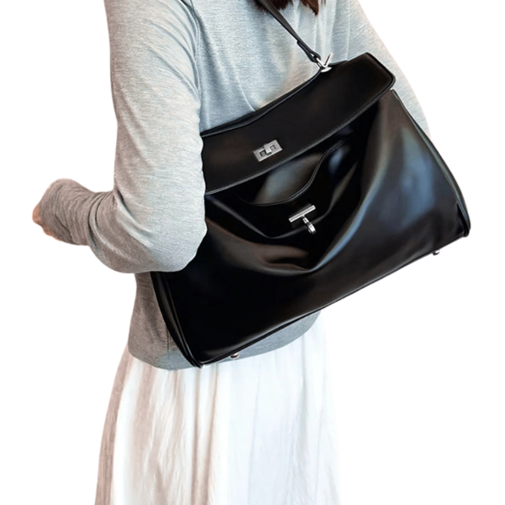 Sac à main cabas pour femme en cuir Élégance Cuir, grand sac élégant avec poignées et détails en cuir naturel.