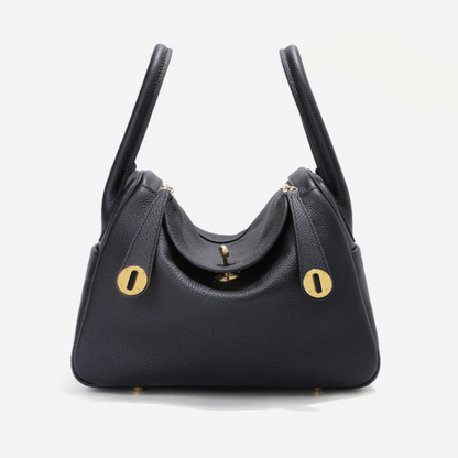 Sac à main bandoulière en cuir Élégance Cuir, sac à main élégant avec poche extérieure, couleur noire et finition raffinée.