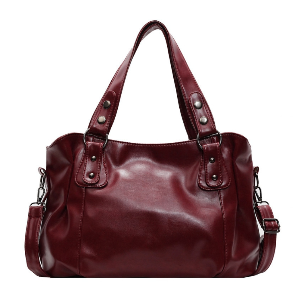 Grand sac à main rétro en cuir souple Louane d'Élégance Cuir, avec poignées et finition élégante, idéal pour le style décontracté.