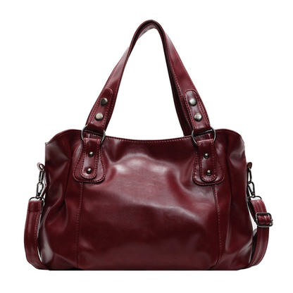 Grand sac à main rétro en cuir souple Louane d'Élégance Cuir, avec poignées et finition élégante, idéal pour le style décontracté.