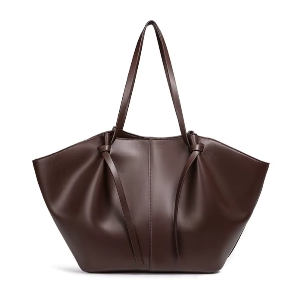 Grand sac à main cabas Élégance Cuir Lisa, sac de cours en cuir brun avec poignées épaisses et intérieur spacieux.