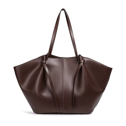 Grand sac à main cabas Élégance Cuir Lisa, sac de cours en cuir brun avec poignées épaisses et intérieur spacieux.