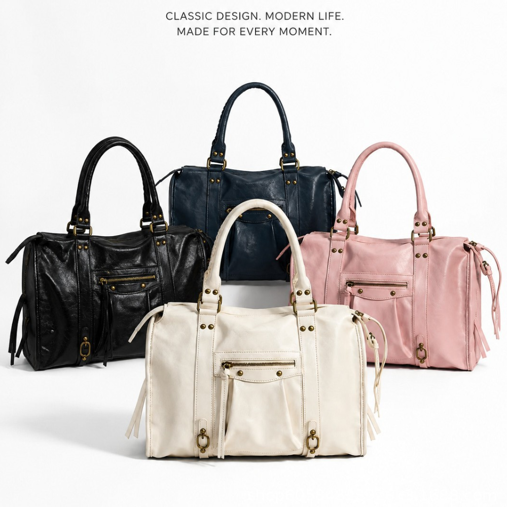 Grand sac de cours étudiant Élégance Cuir, sac à dos en cuir noir avec poches et poignées pour étudiant.