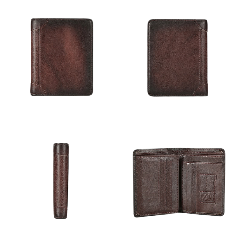 Portefeuille homme en cuir véritable Élégance Cuir avec plusieurs compartiments pour cartes et billets, aspect élégant et durable.