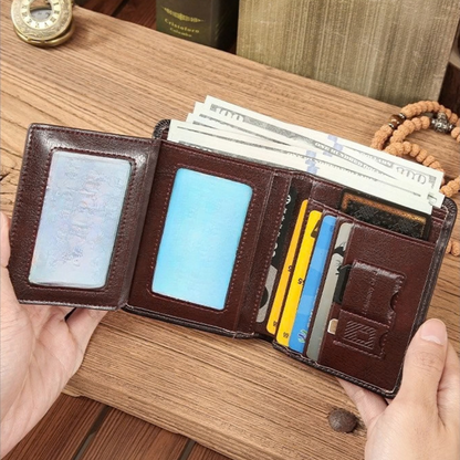 Portefeuille homme en cuir véritable Louis de la marque Élégance Cuir, avec plusieurs compartiments pour cartes et billets.