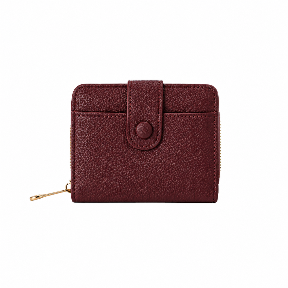 Petit portefeuille femme Lilou bordeaux, vue de face