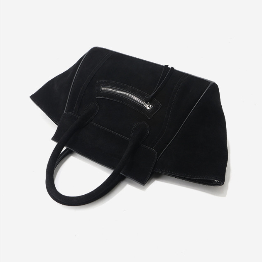 Grand sac cabas en daim pour femme de la marque Élégance Cuir, avec poignées et design spacieux.