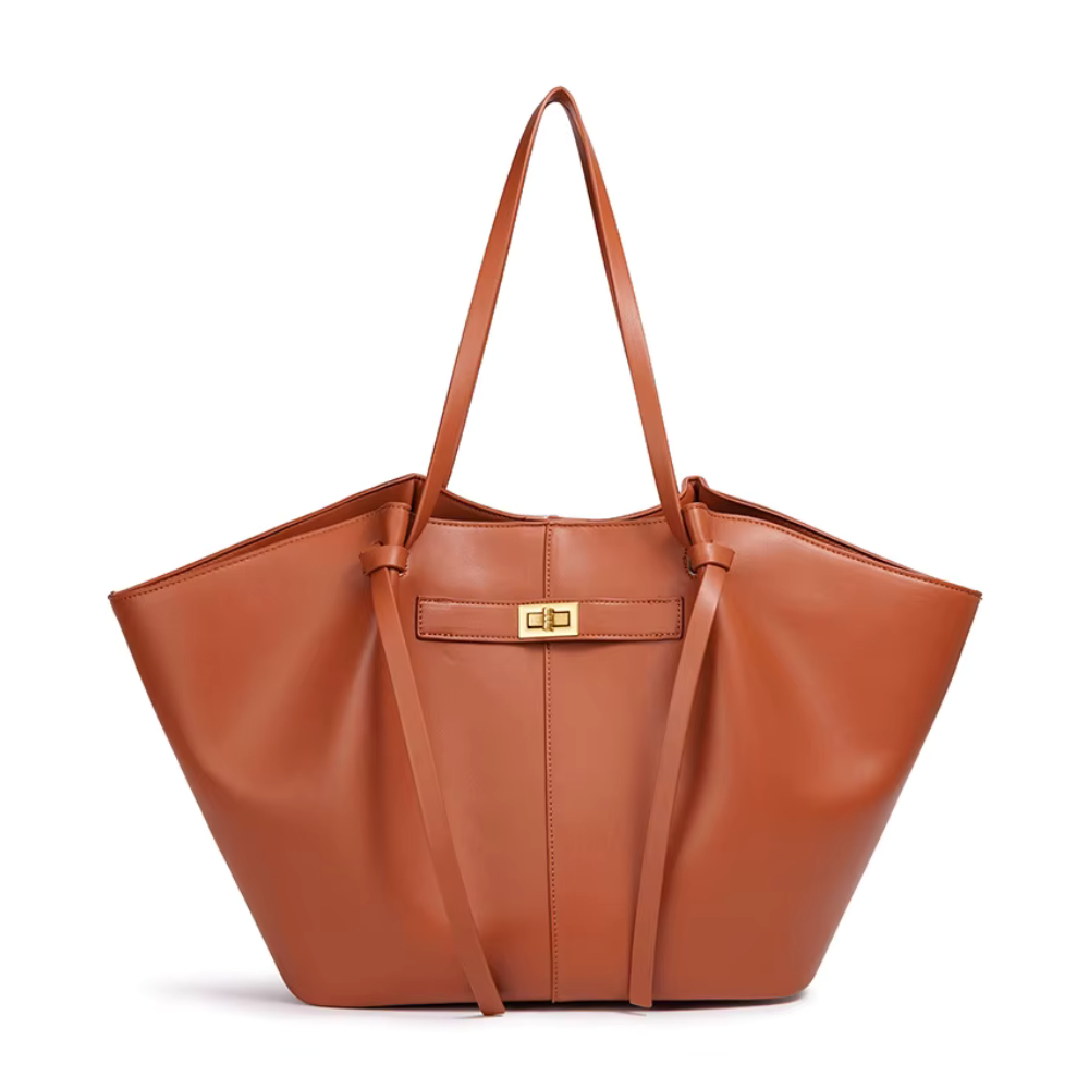 Grand sac à main de cours cabas Élégance Cuir, en cuir, avec poignées robustes et espace spacieux pour accessoires.
