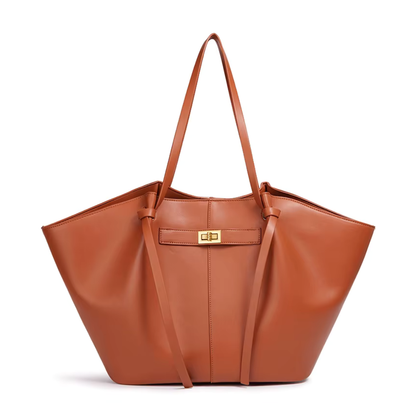 Grand sac à main de cours cabas Élégance Cuir, en cuir, avec poignées robustes et espace spacieux pour accessoires.