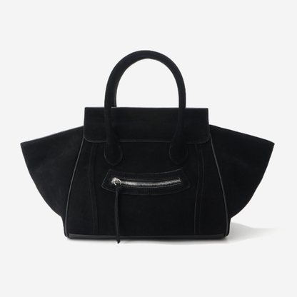 Sac cabas femme en daim Élégance Cuir Sienna, grand sac à main avec poignées solides et finition élégante, vue de face.