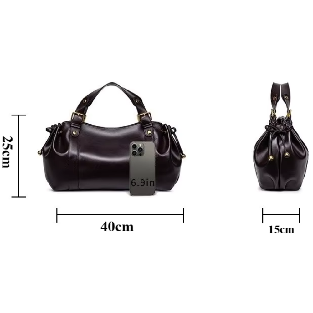 Sac à main vintage Élégance Cuir, en cuir marron avec poignée en métal, détails élégants et style rétro.
