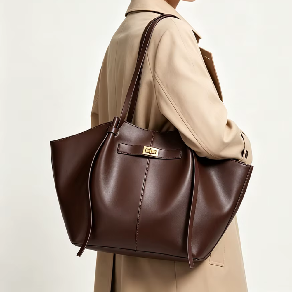 Grand sac à main cabas Élégance Cuir Lisa, en cuir élégant, avec poignées robustes et design spacieux pour un usage quotidien.