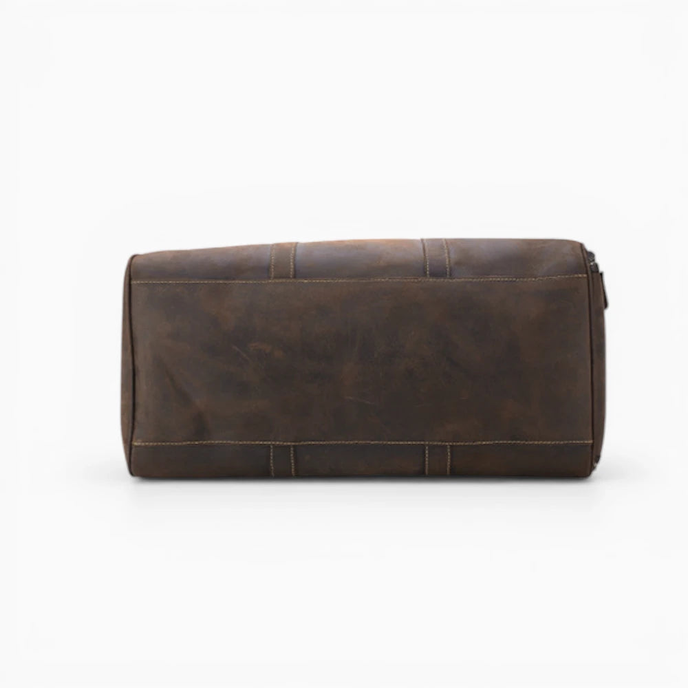 Cuir duffel sac de voyage pour homme modèle Monaco par Élégance Cuir,  marron foncé vue de bas