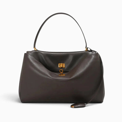 Sac à main cabas pour femme en cuir marron de la marque Élégance Cuir, avec poignées et design spacieux visible dans l'image.