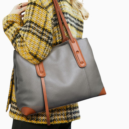 Grand format cuir sac à main pour femme modèle La Victoire de la marque Élégance Cuir, mannequin 2