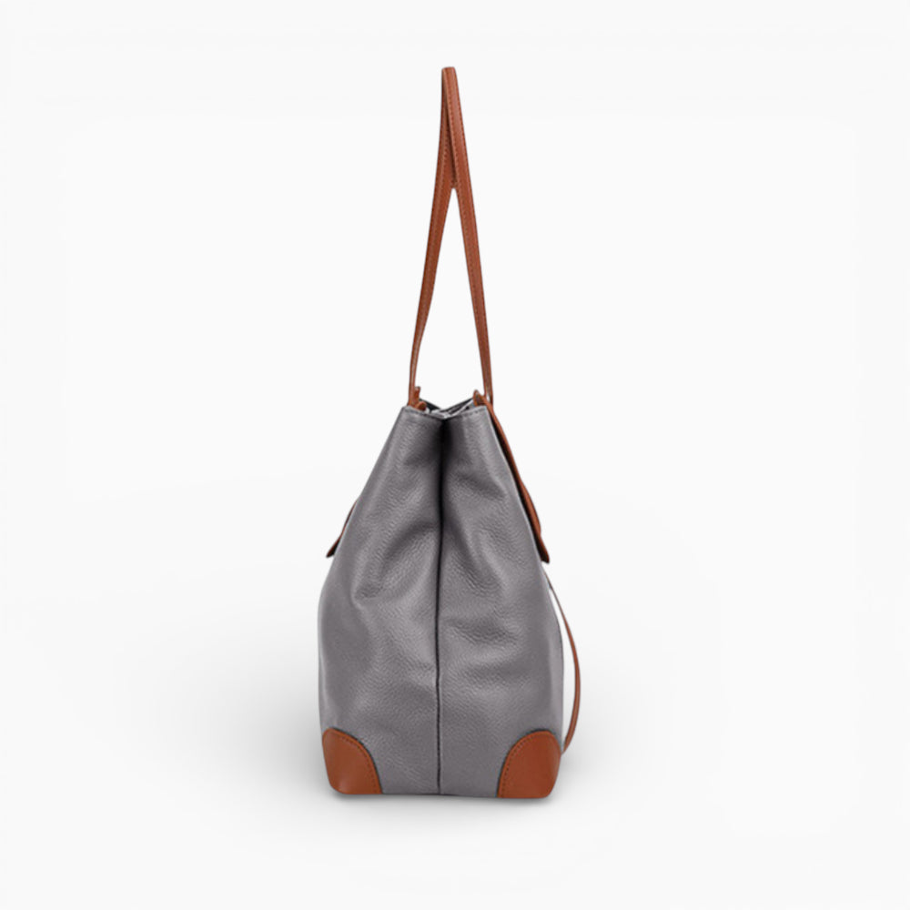 Grand format cuir sac à main pour femme modèle La Victoire de la marque Élégance Cuir, vue de profil