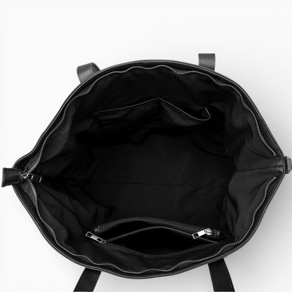 Grand format sac à main en cuir pour femme modèle La Prestance de la marque Élégance Cuir, intérieur