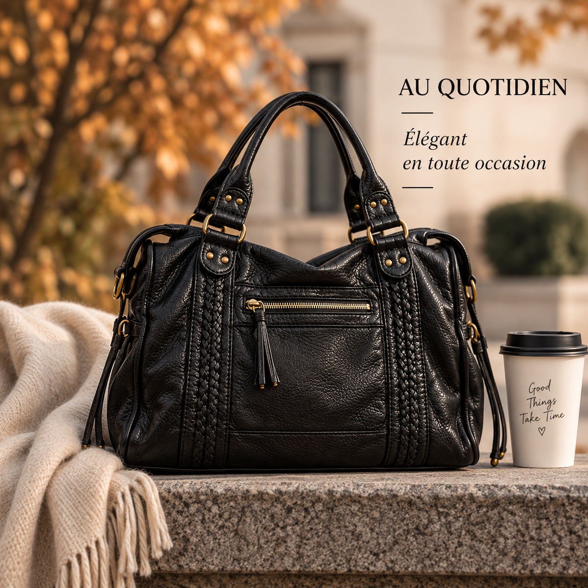 Grand sac à main vintage en cuir Élégance Cuir avec bandoulière, idéal pour un usage quotidien et élégant.