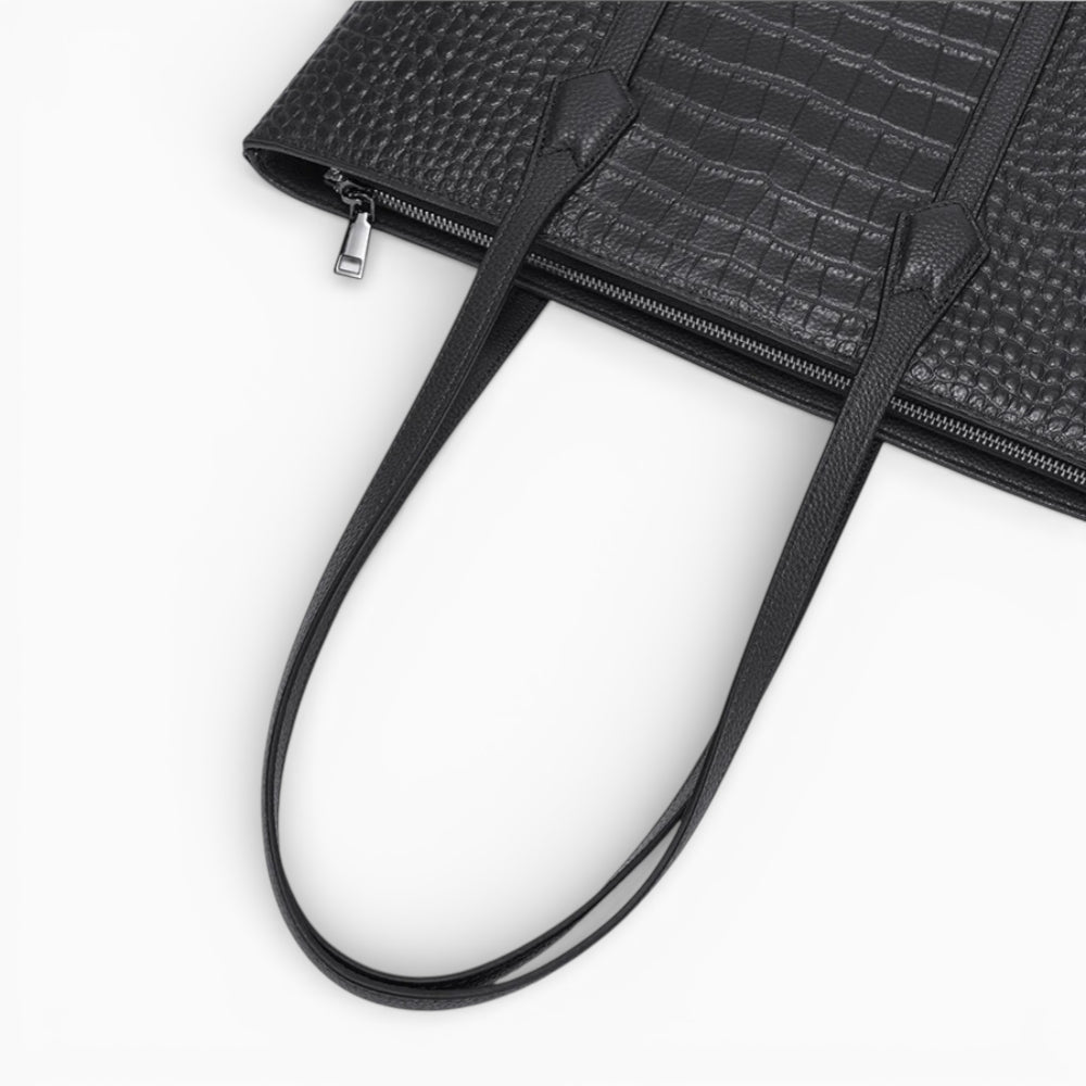 Grand sac cabas en cuir pour femme Élégance Cuir modèle Versailles, vue couché. 