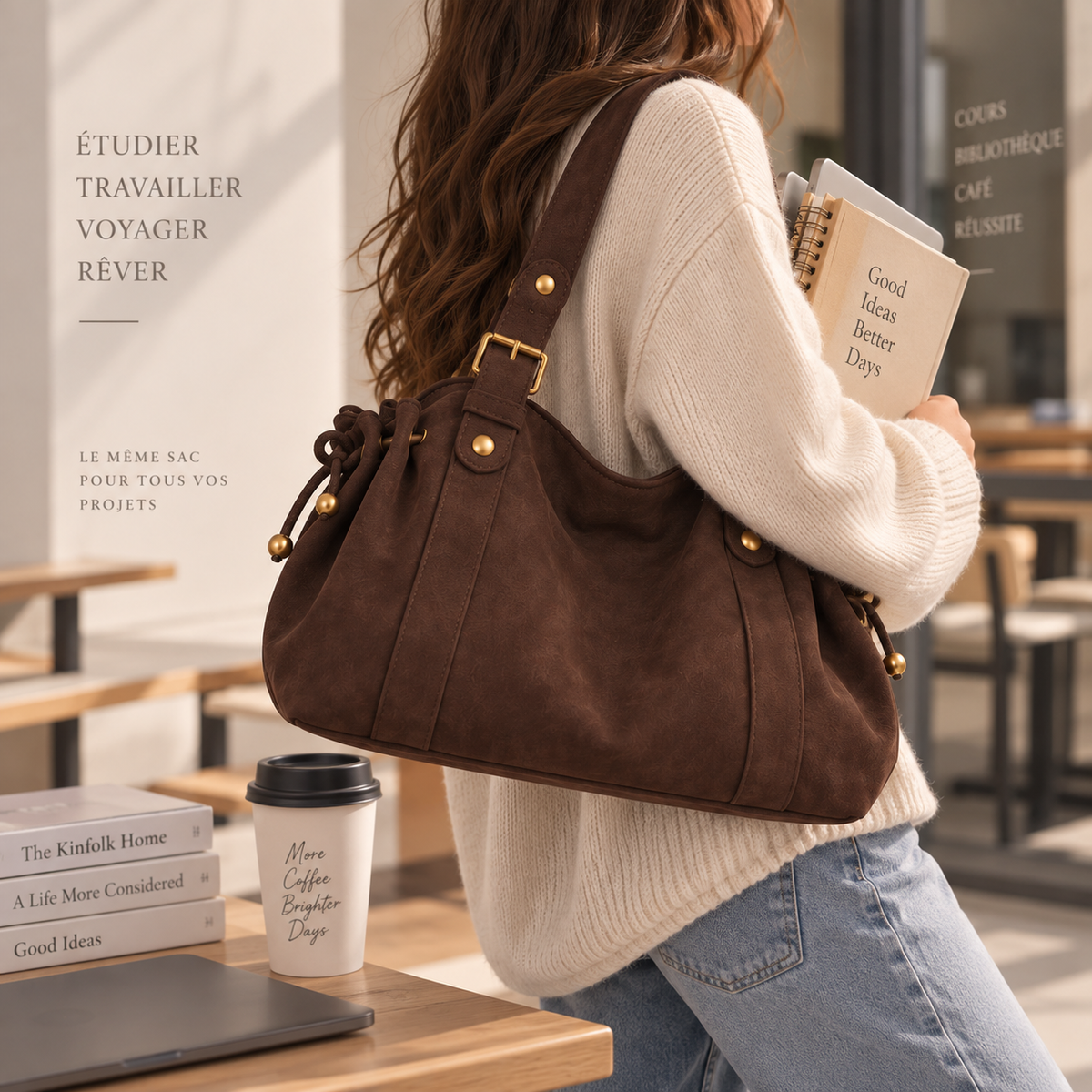 Grand sac à main de cours bowling Élégance Cuir Noemi 2 avec poignées et grande capacité, en cuir élégant.