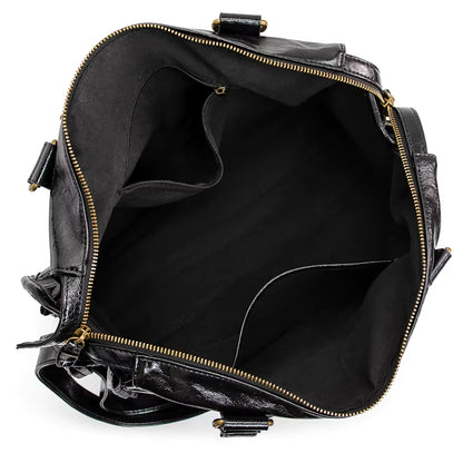 Grand sac de cours étudiant Élégance Cuir avec intérieur spacieux et compartiments pour livres et fournitures.