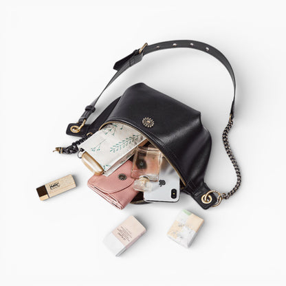 Sac banane chic en cuir vert émeraude pour femme, signé Élégance Cuir, capacité