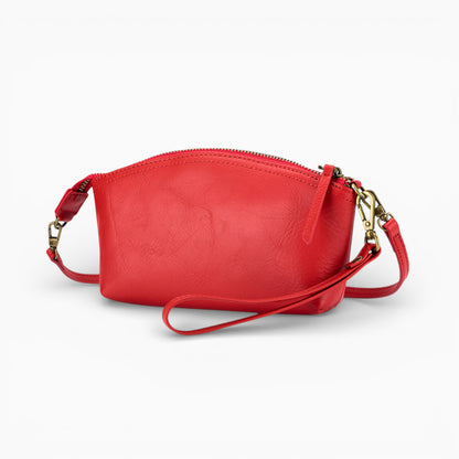 Sac banane compact en cuir pour femme, modèle Bijou de la marque Élégance Cuir, rouge vue de coté