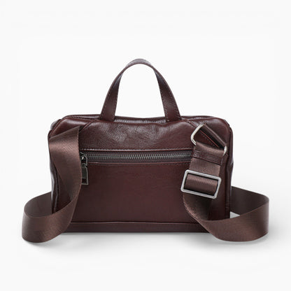 Sac banane cuir femme structuré Élégance Cuir, modèle Diamant, marron foncé vue de dos