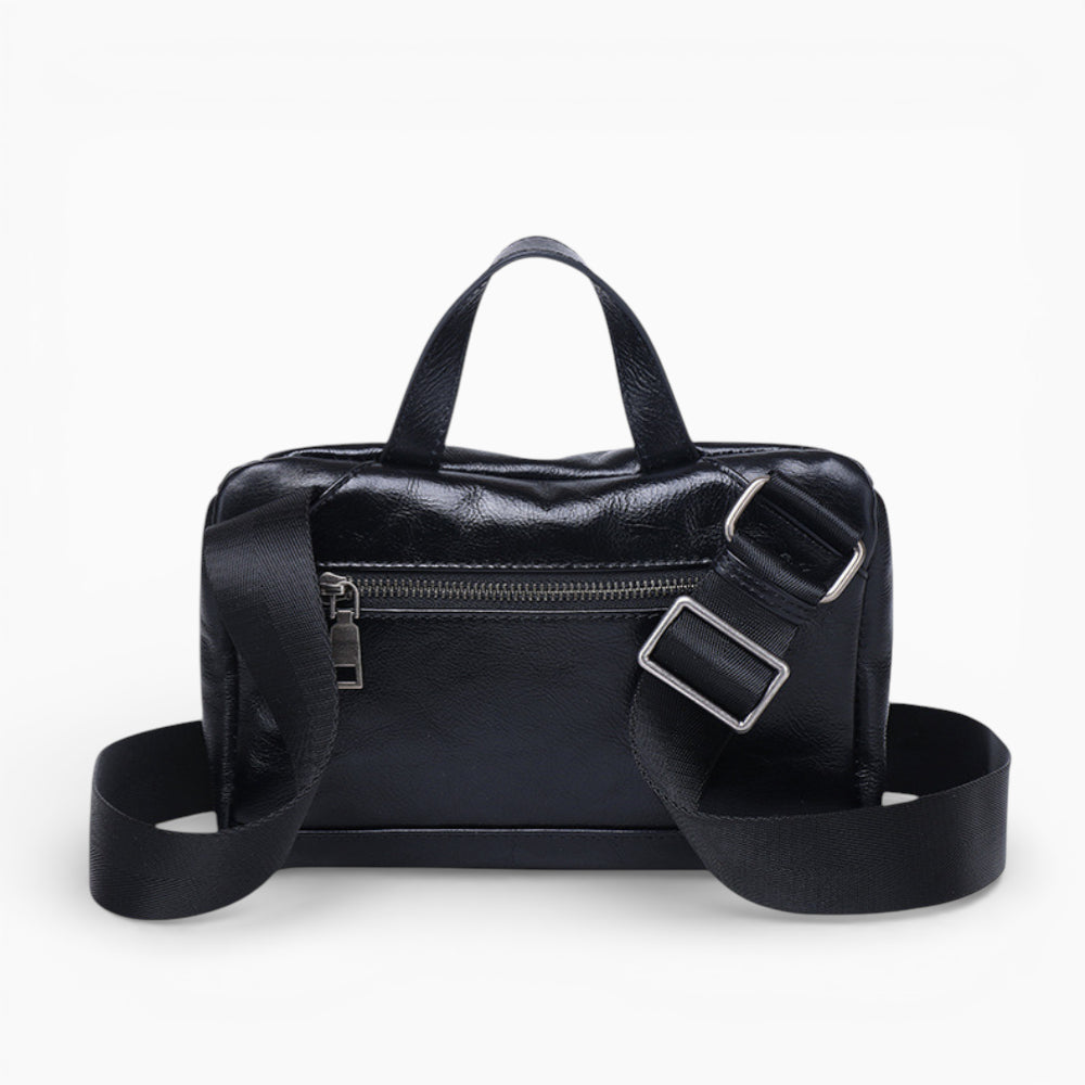 Sac banane cuir structuré femme modèle Diamant d'Élégance Cuir, noir vue de dos