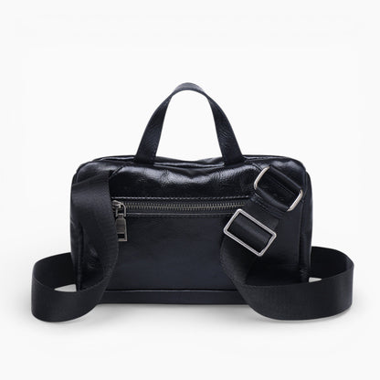 Sac banane cuir structuré femme modèle Diamant d'Élégance Cuir, noir vue de dos