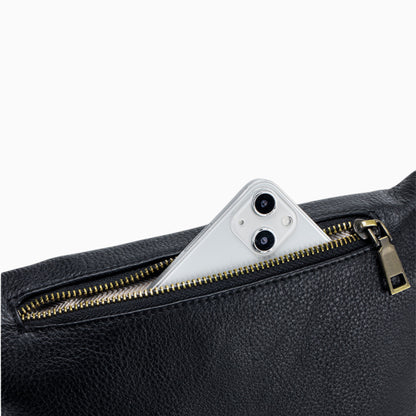 Sac banane en cuir pour femme modèle Perle de la marque Élégance Cuir, fermeture arrière