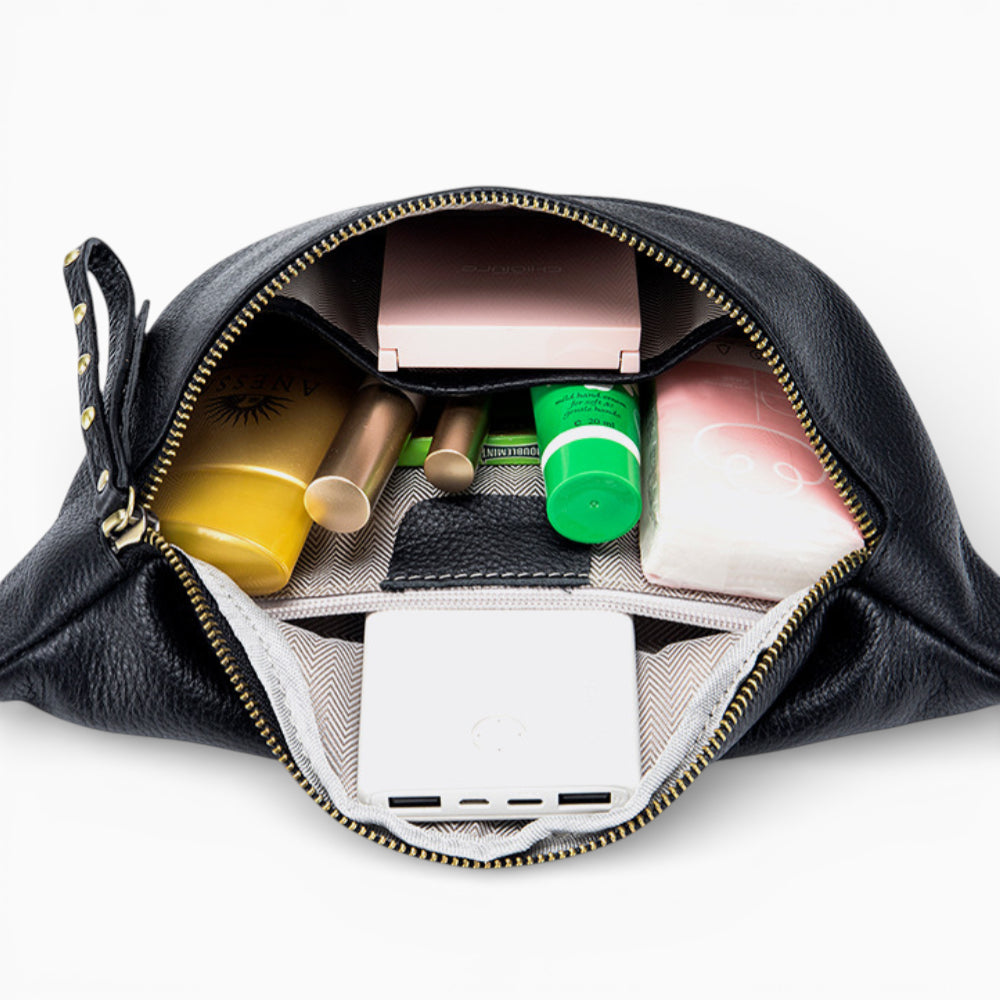 Sac banane en cuir pour femme, modèle Perle, élégant et moderne, intérieur