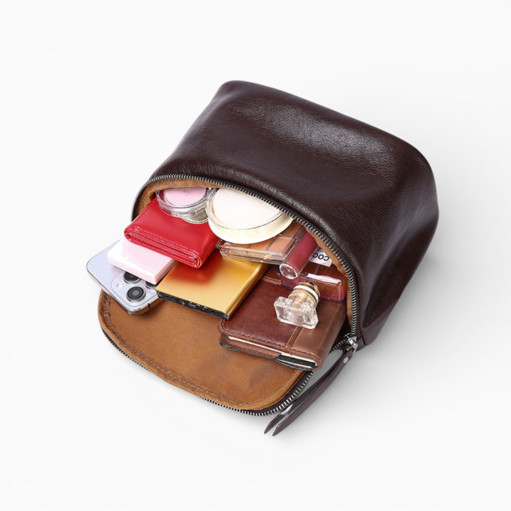 Sac banane en cuir structuré pour femme, modèle Diamant de la marque Élégance Cuir, intérieur