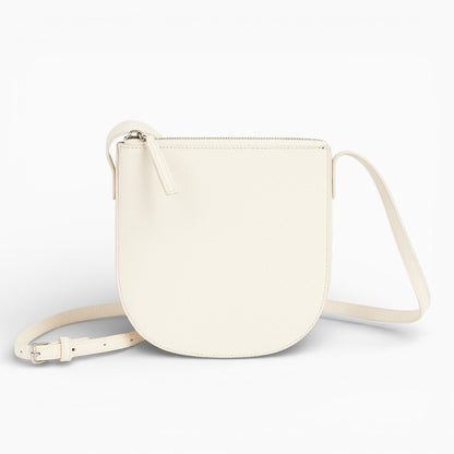 Sac bandoulière en cuir blanc cassé femme modèle Victoria, format vertical compact, vue de face