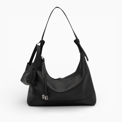 Sac bandoulière noir en cuir hobo modèle Sophie pour femme, couleur élégante avec détails raffinés de la marque Élégance Cuir.