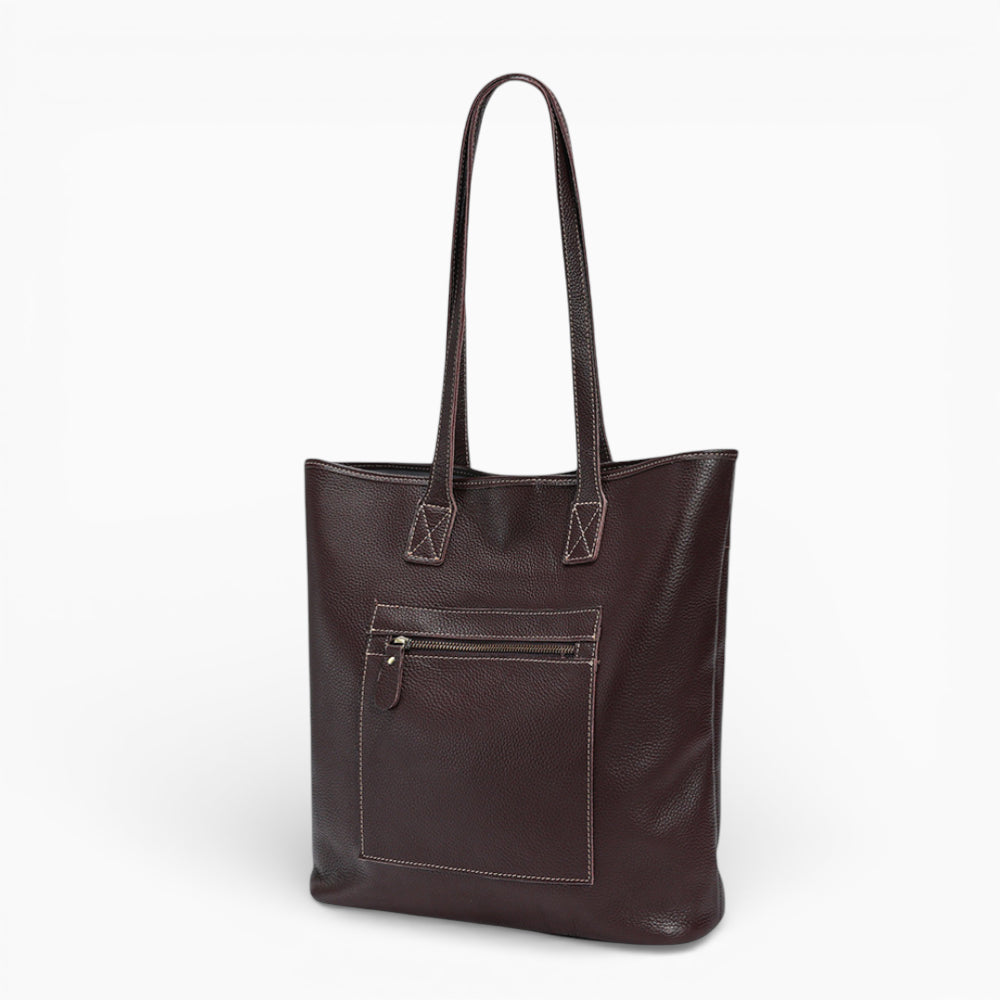 Sac cabas chic en cuir pour femme, modèle Lille d'Élégance Cuir, présentant un design épuré et des détails élégants.