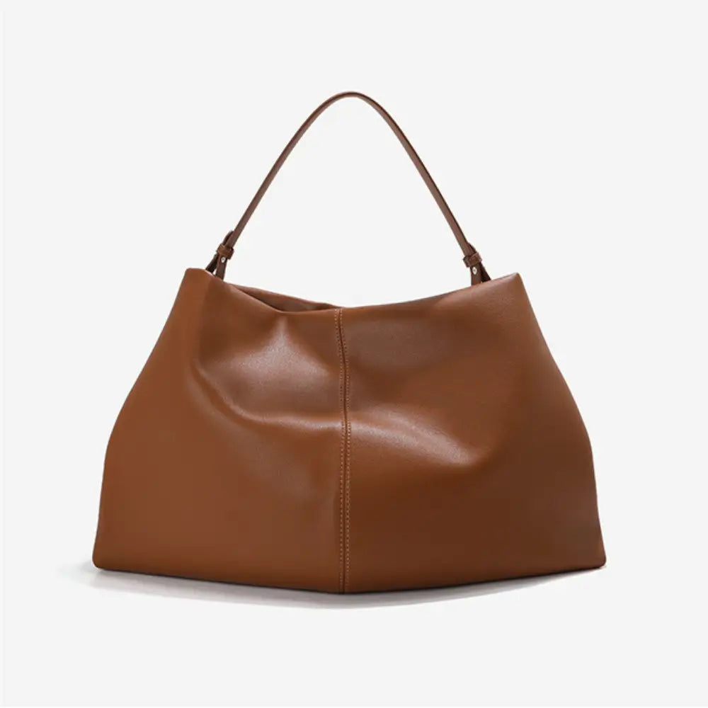 Sac cabas souple en cuir véritable OXFORD de couleur marron clair, élégant et spacieux, par Élégance Cuir.