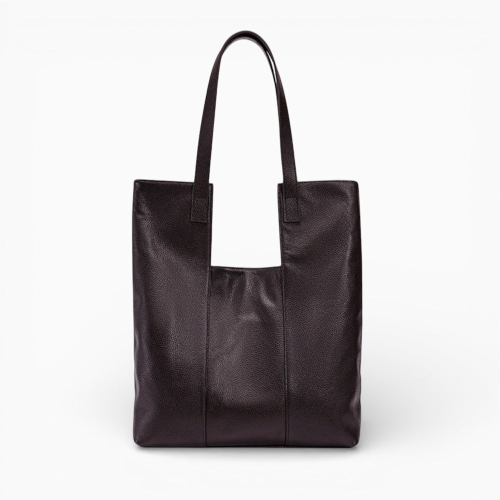 Sac cabas en cuir minimaliste pour femme, modèle Cannes de la marque Élégance Cuir, en couleur neutre.