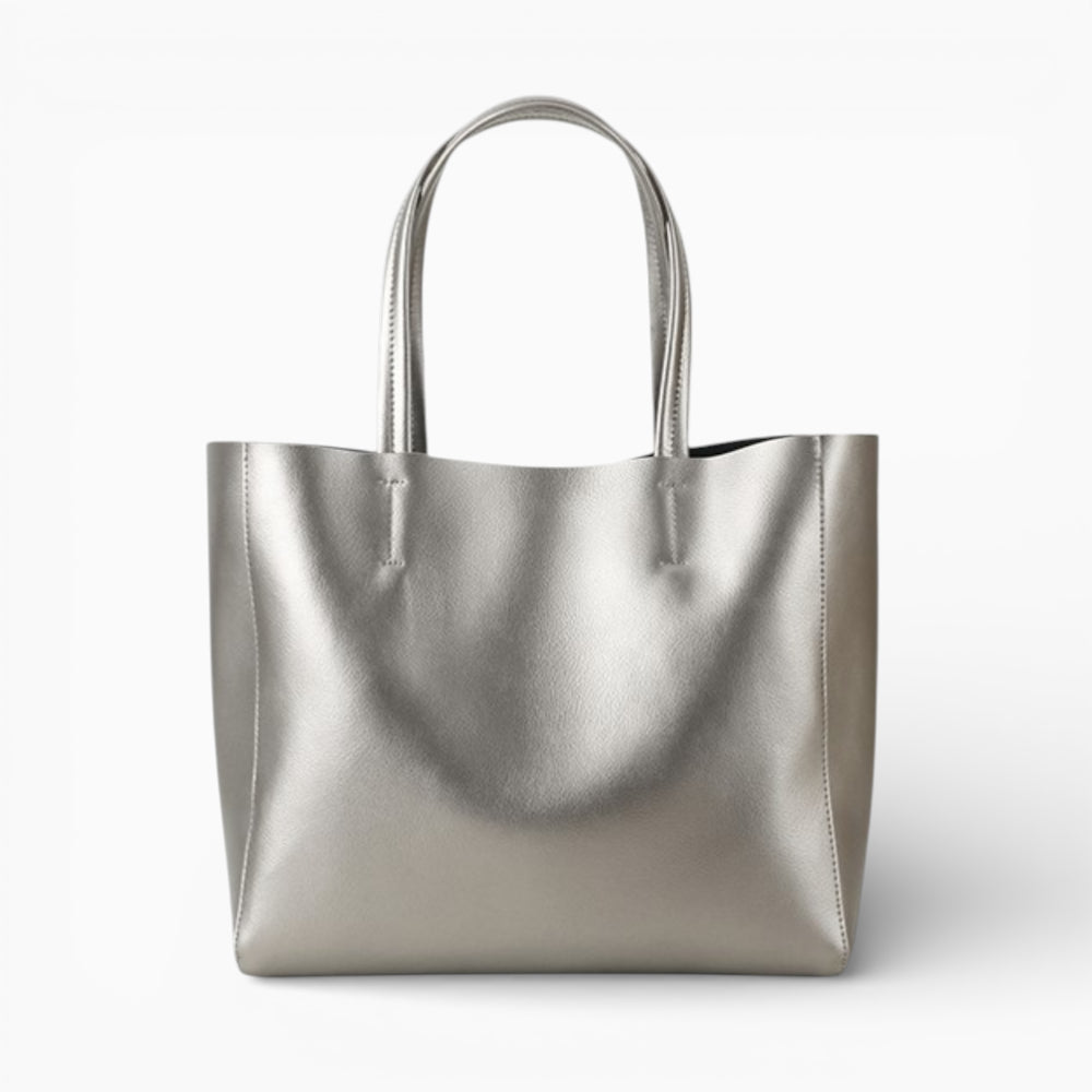 Sac cabas en cuir pour femme d'Élégance Cuir, modèle Paris avec compartiment zippé, vue de face sur fond neutre.