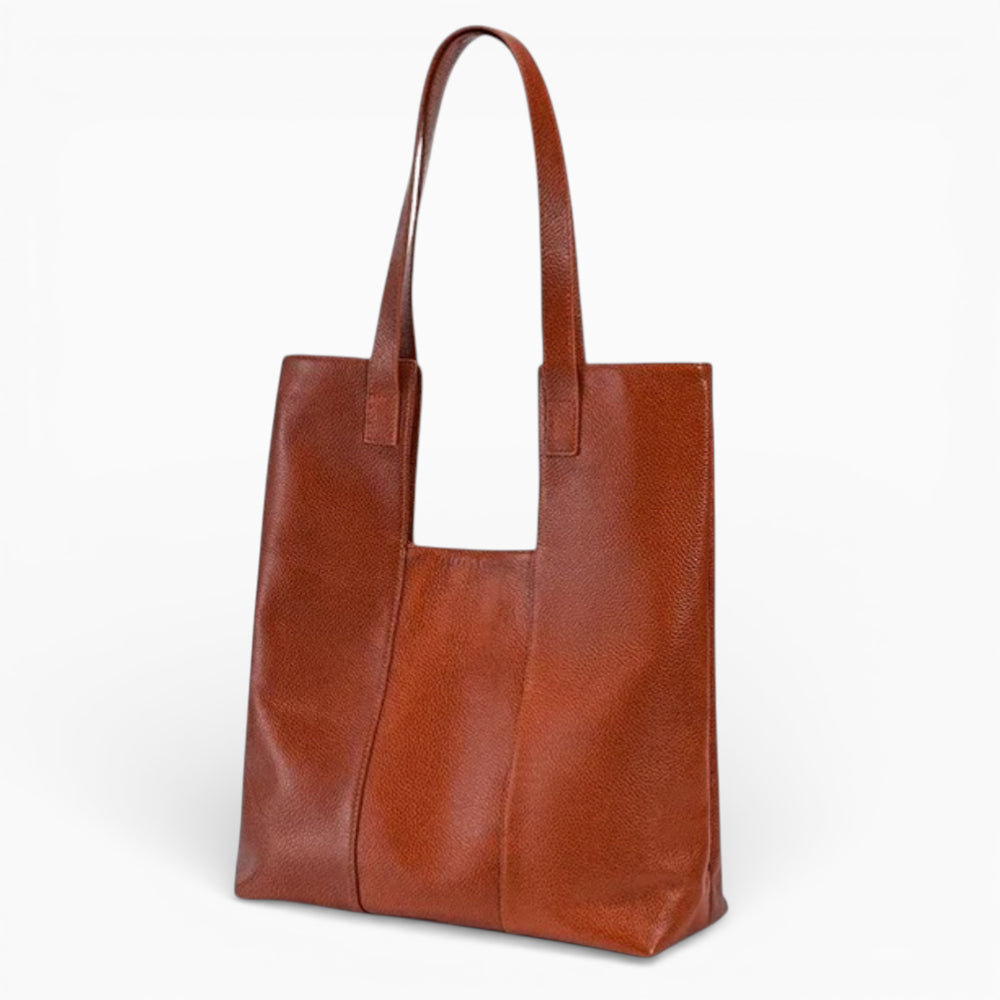 Sac cabas en cuir pour femme de style minimaliste modèle Cannes, couleur neutre avec poignées élégantes.