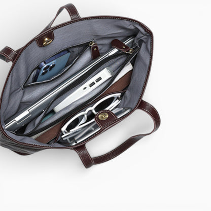 Sac cabas en cuir pour femme Élégance Cuir, modèle Lille, avec un design chic et des poignées élégantes en cuir.