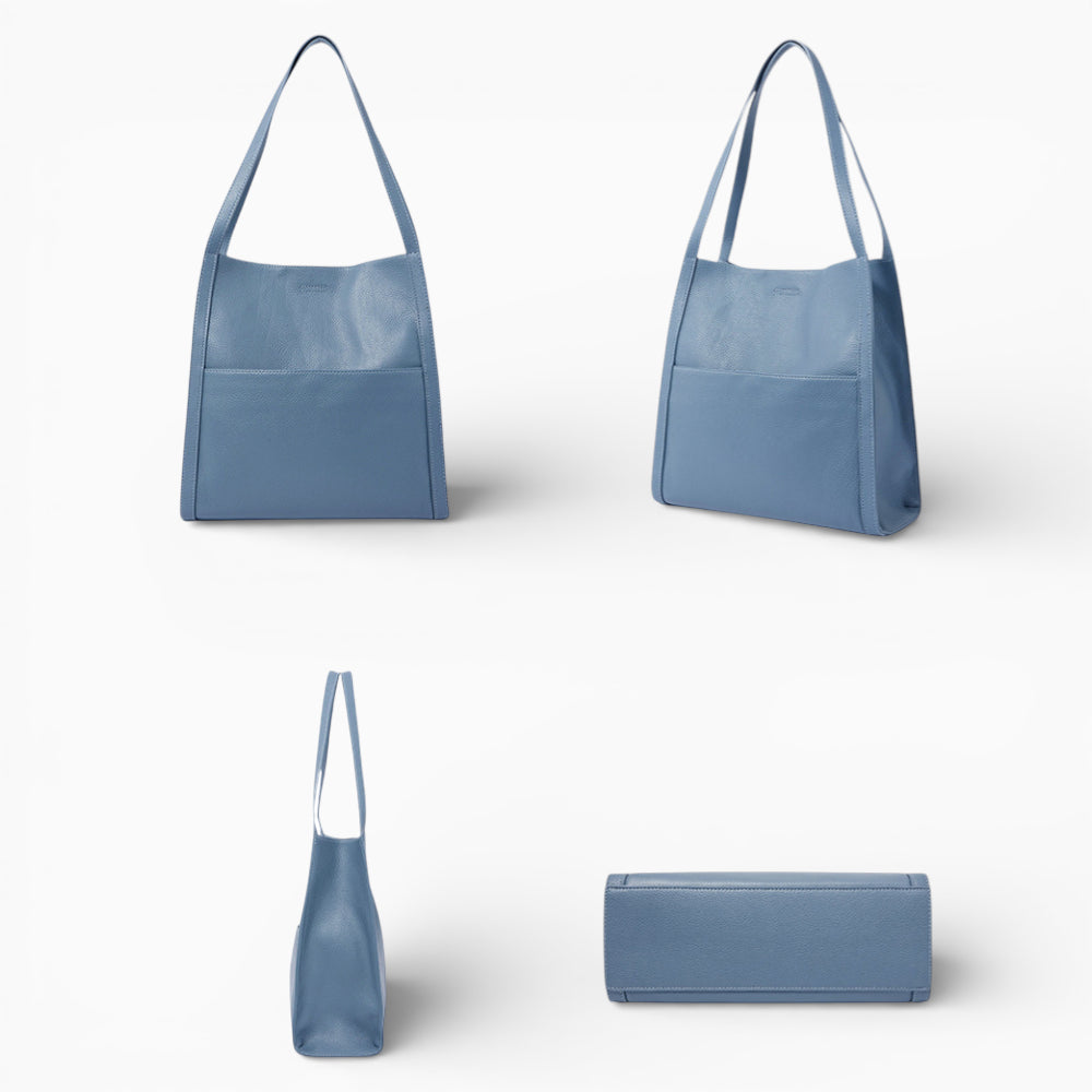 Sac cabas en cuir souple pour femme modèle Lyon de la marque Élégance Cuir, présenté en couleur classique.