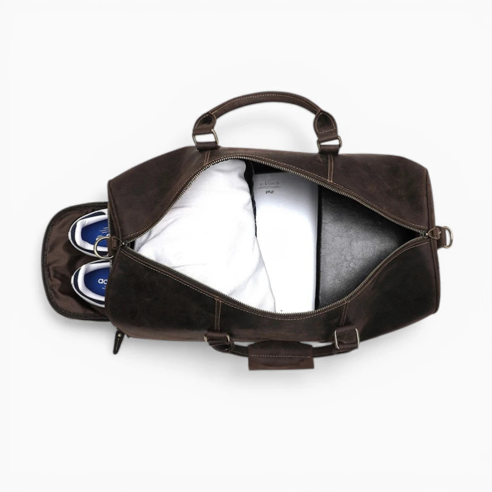 Sac de voyage en cuir pour homme modèle Monaco par Élégance Cuir, intérieur