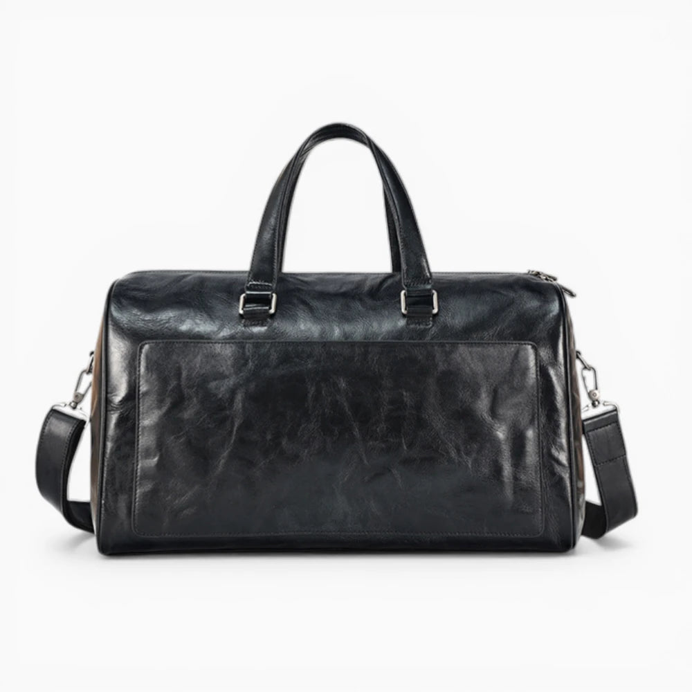 Sac de voyage en cuir pour homme modèle Tour Eiffel d'Élégance Cuir, noir vue de face