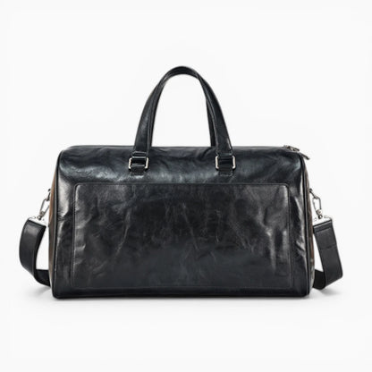 Sac de voyage en cuir pour homme modèle Tour Eiffel d'Élégance Cuir, noir vue de face