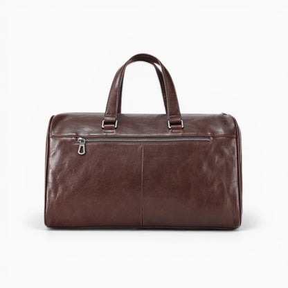 Sac de voyage en cuir pour homme modèle Tour Eiffel de la marque Élégance Cuir, marron foncé vue de dos
